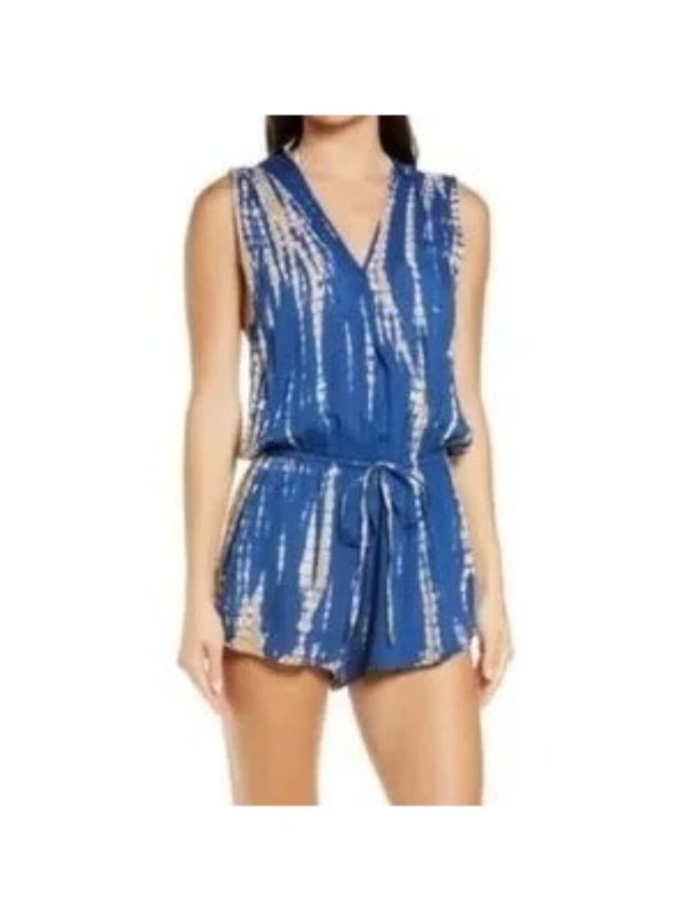 Elan Blue Tie Dye Sleeveless Romper